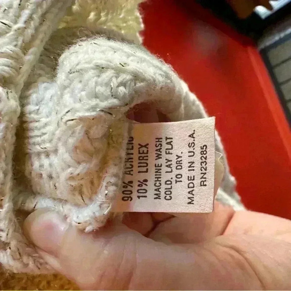 Vintage oversize thick cream turtleneck sweater with gold lurex - Picture 8 of 8